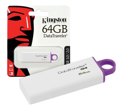 Pendrive Kingston DataTraveler G4 DTIG4 64GB 3.0 blanco y violeta