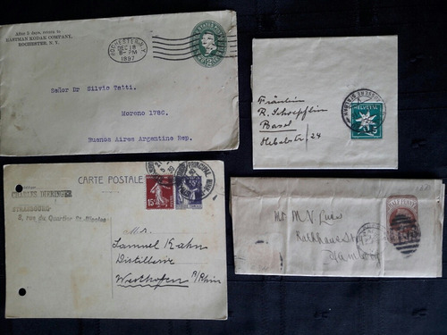 4 Enteros Postales Suiza Francia Eeuu Inglaterra 1889