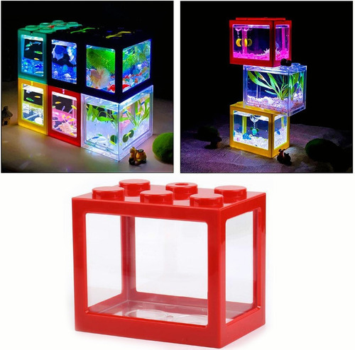 Kit de aquário completo Beta Mini Fish Tank com luz vermelha
