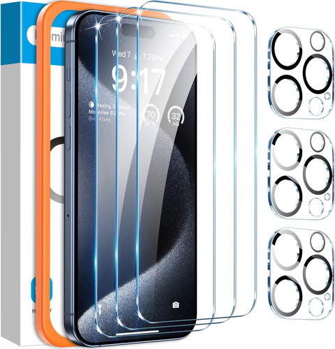 Fotbor [3+3 Pack Para iPhone 15 Pro Max Protector De Pantall