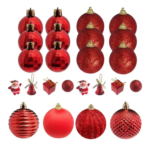 Kit 3 Bolas de Natal Decoradas Glitter Enfeite para Arvore Decoração  Natalina 7,5 cm Tok da Casa Vermelho