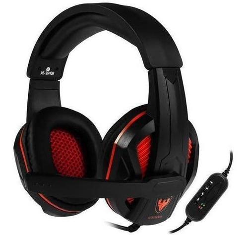 Fone Headset Gamer Satellite Vermelho Usb Cor Preto