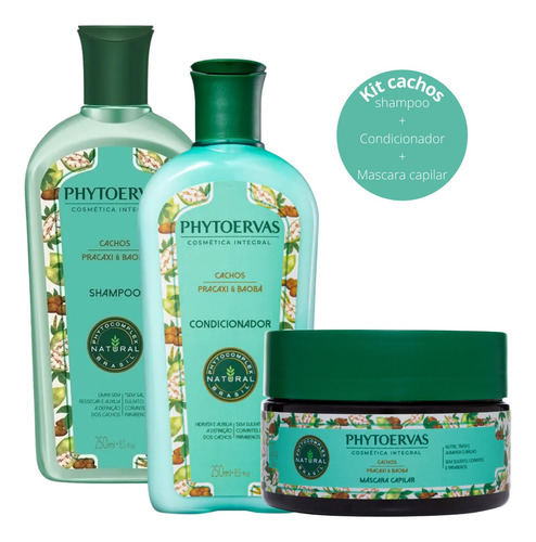  Kit Phytoervas Cachos Shamp + Cond 250ml Mascara 220g