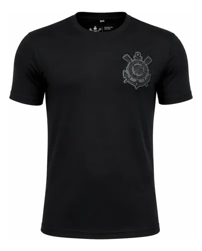 Camisa Casual Corinthians Algodão Preta Licenciada