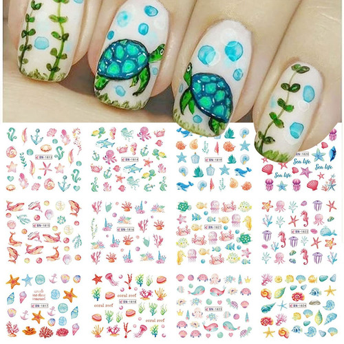 Pegatinas De Uñas De Verano Océano Para Uñas Arte Agua Trans