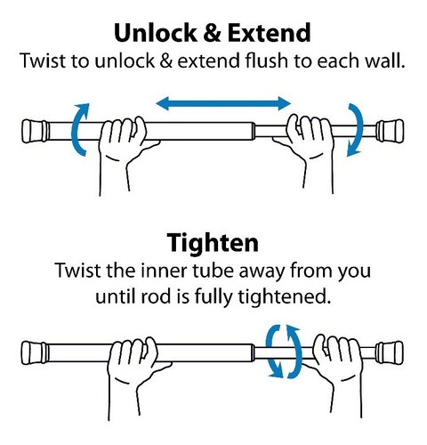 Tubo Extensible Para Cortinas De Baño 63,5 Hasta 101,6 Cm.