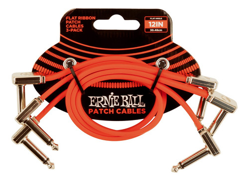 Ernie Ball Paquete De 3 Cables De Conexión De Cinta Plana .