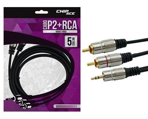 Cabo P2 Estereo X 2 Rca Nickel 5 Mts Chipsce