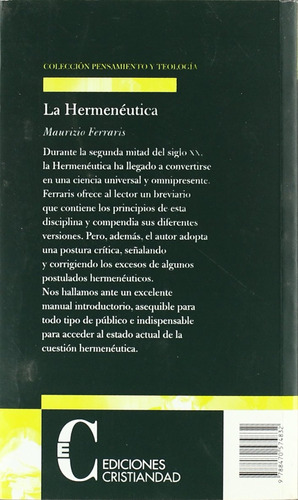Hermeneutica, La (pensamiento Y Teologia) / Ferraris, Mauriz