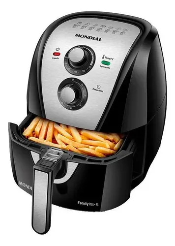 Air Fryer Mondial Family Afn-40-bi Preto E Inox 4l Com Timer Preto E Inox 220v