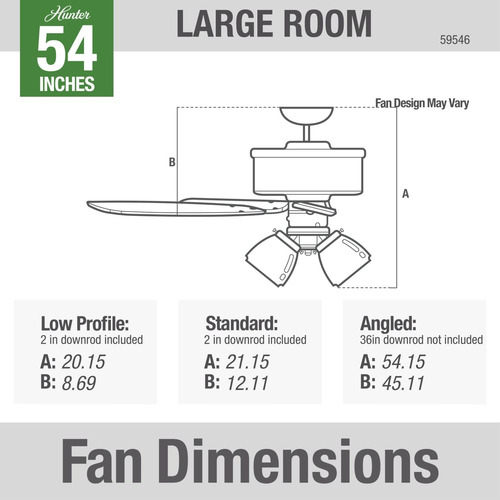 Hunter Promenade Ventilador Techo Para Interior Luz Led 54 