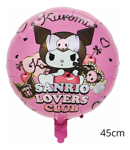 Globo Kuromi Redondo Rosa Sanrio Lovers Club Metalizado 45cm