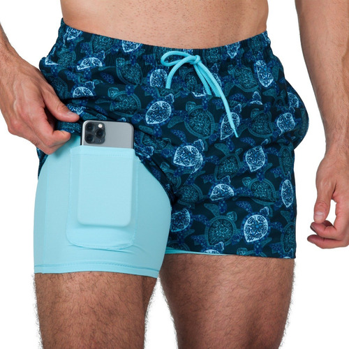 Traje De Baño De Hombre Gym&swim Licra Interna Color Azul 