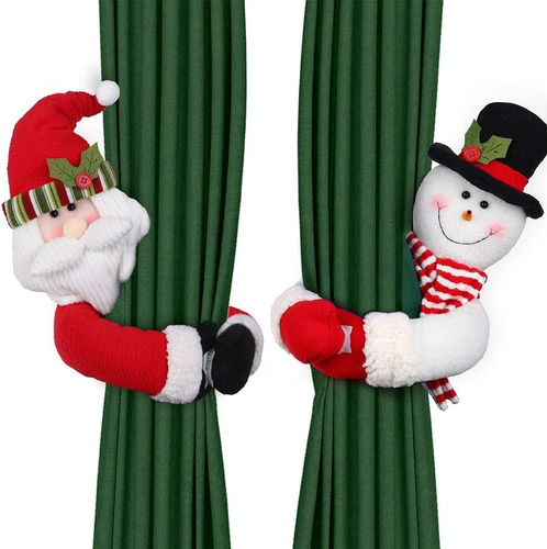 Decoración Del Hogar,juego 2 Pinzas Navideñas Para Cortinas