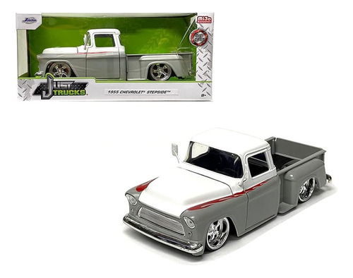 Jada 34297 Camión Pickup Chevy Stepside 1955 Gris Mate Y Con