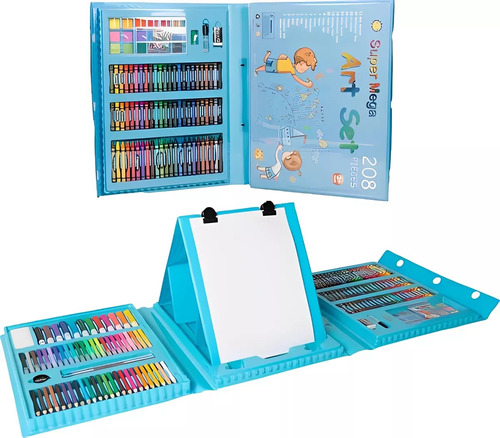 Set Kit Arte Niños Maleta Crayon Acuarela 208 Piezas Dibujo
