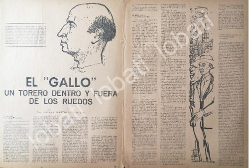 Cartel Vintage Entrevista A El Torero El Gallo 1950s /toros