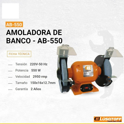Amoladora De Banco Piedras 550w 2950 Rpm Lusqtoff Ab-550