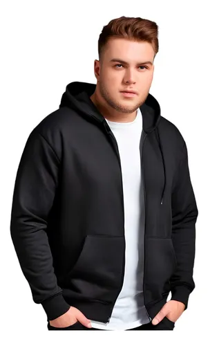 Moletom Masculino Extra Grande Blusa Canguru Plus Ziper G11