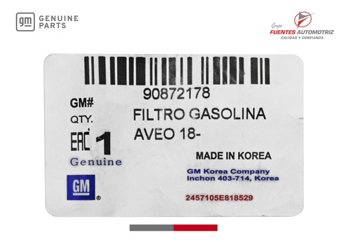 Filtro Combustible Interno Gm Aveo 1.5 2019 2020 2021 2022