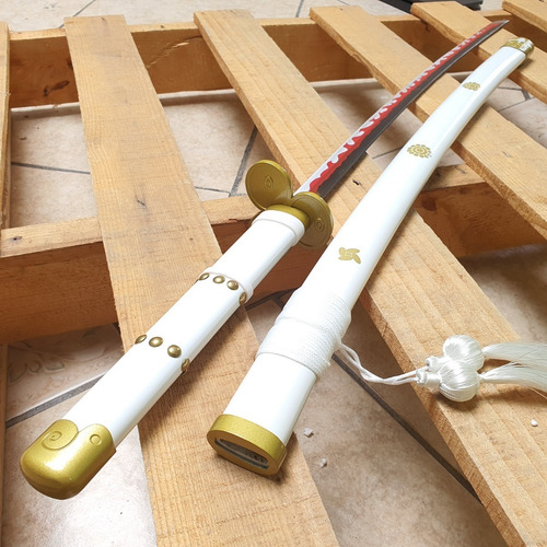 Katana Ameno Habakiri Blanca One Piece Espada Acero Con Base