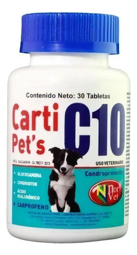 Carti Pets C10 Carprofeno Glucosamina 30 Tabs Norvet 