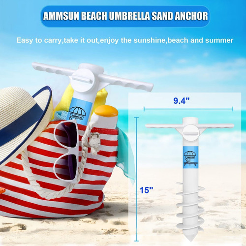 Ammsun Soporte De Anclaje Para Sombrilla De Playa Y Ganch...