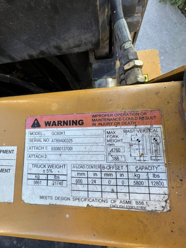 Montacargas Cat Gc60k1 12800 Lbs Gas Lp