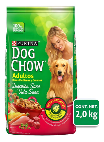 Dog Chow Digestión Sana 2kg Para Perros Medianos Y Grandes