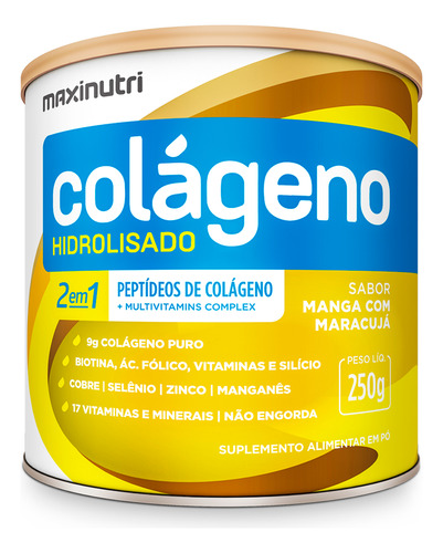 Colágeno Hidrolisado 2 Em 1 Maxinutri 250g Manga Com Maracu.