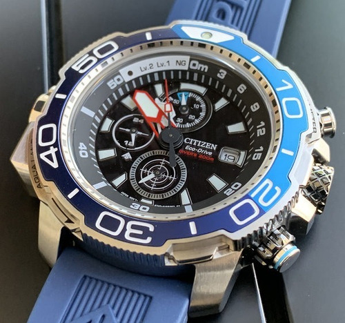 Citizen Promaster Aqualand Black Dial Bj2169-08e Color de la correa Azul Color del bisel Negro Color del fondo Negro