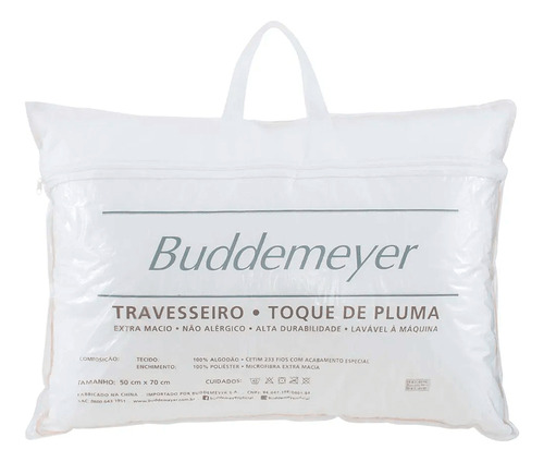 Travesseiro Buddemeyer Toque De Pluma Algodão Branco 50x70cm