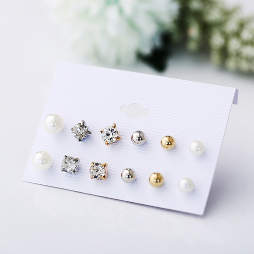 Pendiente De Perlas Con Flores De Diamantes Para Regalo Con