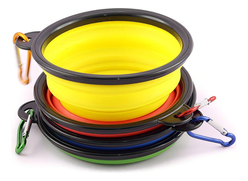 Plato Comedero Bebedero Plegable Portatil Perro O Gato 350ml Color Amarillo