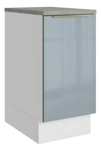 Gabinete Bajo Cocina Madesa Lux 40cm Con Encimera Color Blanco/Gris
