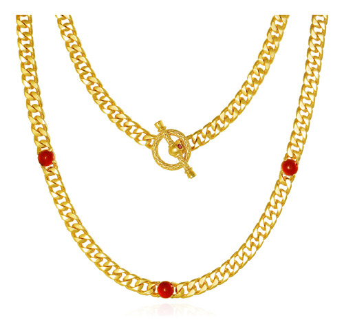 Vacrona Collar De Cadena De Oro Para Mujer, Chapado En Oro .