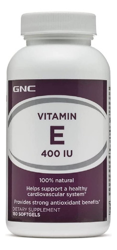 Vitamina E 400 Ui Gnc 180 Capsulas Blandas Sabor Neutro