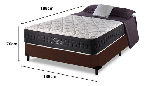 Cama Box Casal + Colchão Mola Anjos Fortflex 200kg P/ Pessoa Cor Marrom