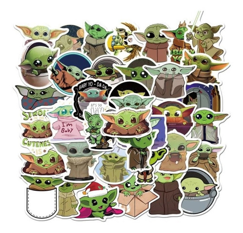 Set 50 Stickers Baby Yoda Grogu Decorativo Mandalorian