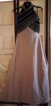 Remato Elegante Vestido Fiesta Largo T'-8 Usa Beige Y Negro
