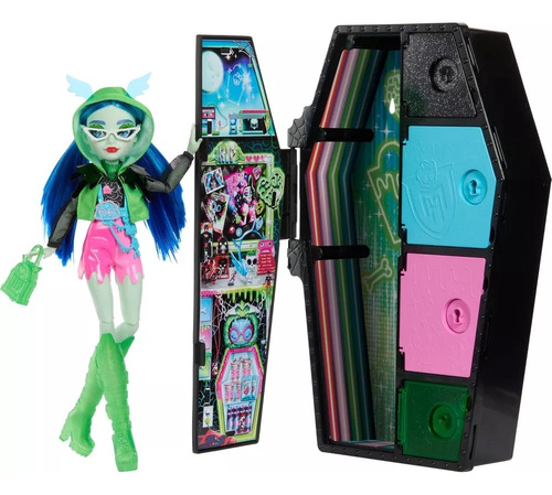 Monster High Skullmate Muñeca Ghoulia Yelps Neon Frights 