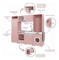 Comprar Cozinha Infantil Completa Menina Luli Com Refrigerador, Acompanha Fogão, Micro-ondas Com Led, Máq. Lavar\u002Ftabua Passar Rose Torneira E Cuba Licy-moveis