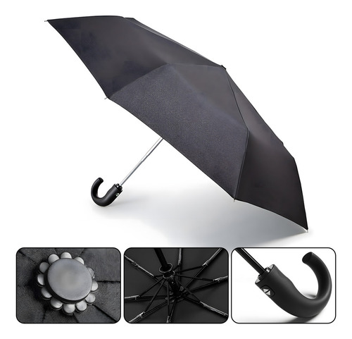 Parasol, Automático, Paraguas Negro Portátil Paraguas Sombrilla Uv Sombrillas Automático Negro 8 Varillas Paraguas Con Asas,sin Género,paraguas Proteccion Uv Paraguas Automático Extra Grande 96cm Ref