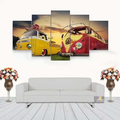 comprar Quadro Decorativo Kombi's Antigas 115x60 5 Peças N05