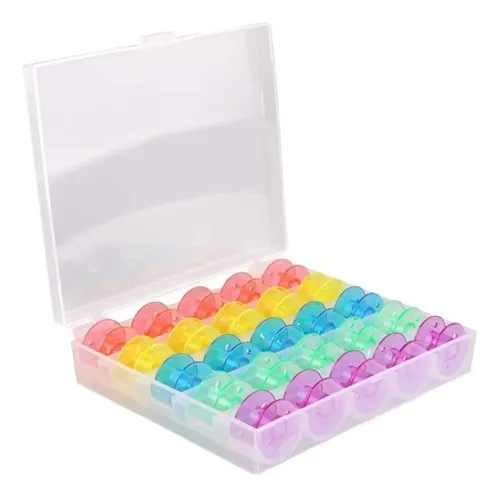 comprar 25 Bobina Carretilha Alta Plástica Coloridas Janome + Estojo
