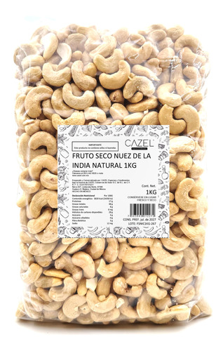 Nuez De La India Nutural Cruda Sin Sal 1kg