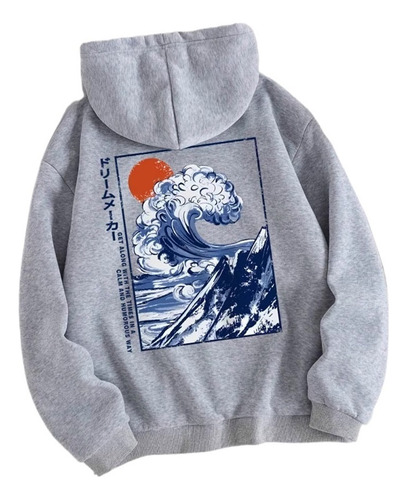 Sudadera Con Capucha Y Estampado Gráfico De Ondas For