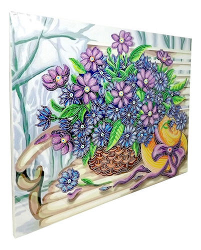 Arte Diamante Canasta Con Flores 40x50cm