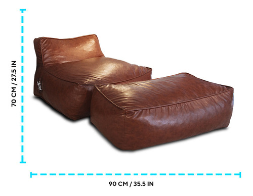 Sillón Loft Con Taburete Cómodo Acabado Tactopiel