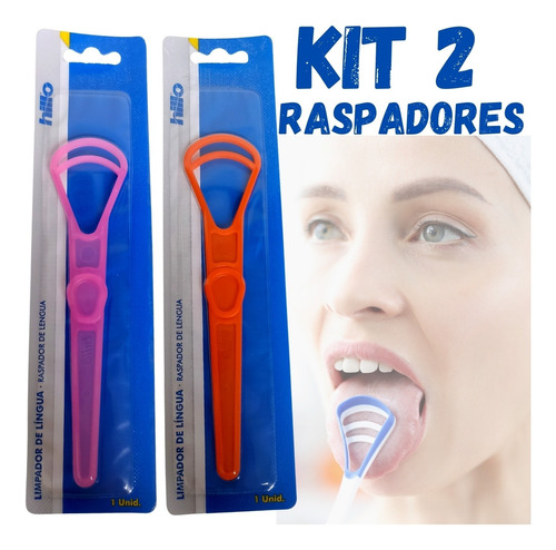 Raspador Limpador De Lingua Hillo Kit 2 Higienizador Bucal